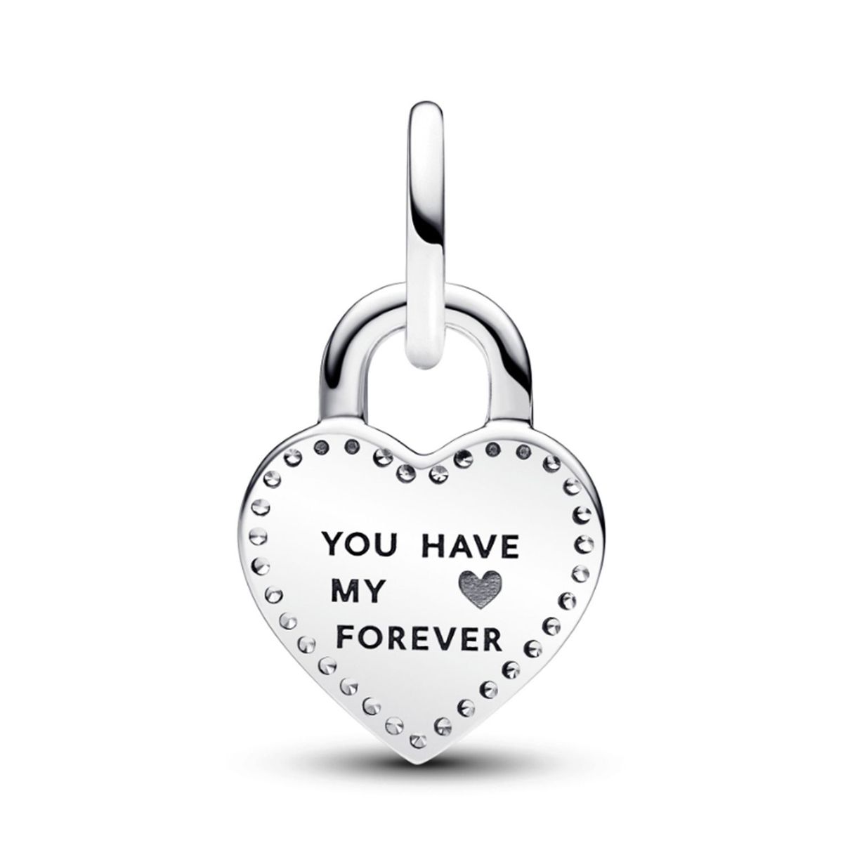 PANDORA - Charm Pandora Doble Corazón Candado Giratorio Plata Esterlina y Recubrimiento en Oro Rosa