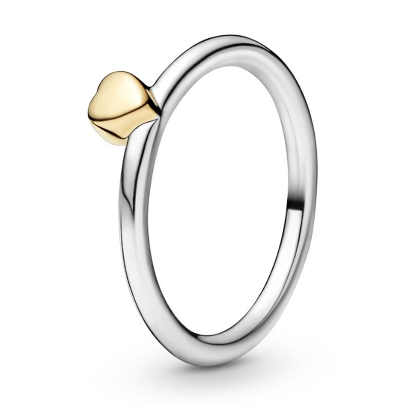 PANDORA - Anillo Pandora Rompecabezas de Corazón Plata Esterlina y Recubrimiento en Oro 