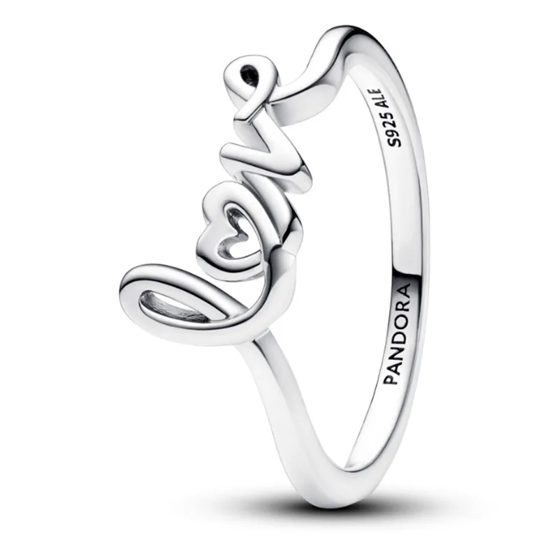 PANDORA - Anillo Pandora Love Escrito a Mano Plata Esterlina 