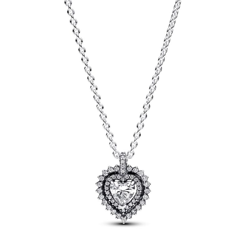 PANDORA - Collar Pandora Corazón brillante  En Plata Esterlina 