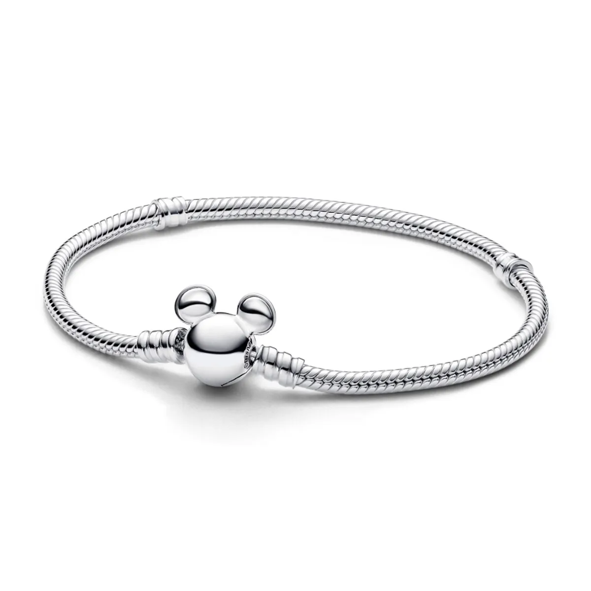 PANDORA - Brazalete Pandora Moments Cadena de Serpiente Cierre Mickey Mouse Disney Plata Esterlina