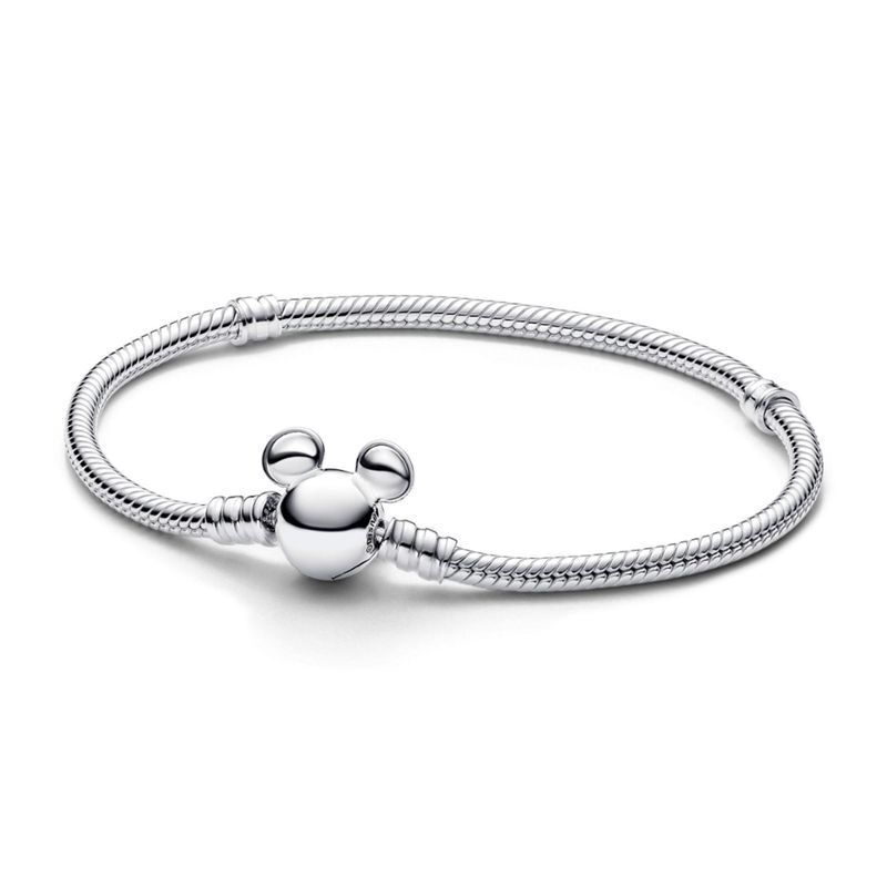 PANDORA - Brazalete Pandora Moments Cadena de Serpiente Cierre Mickey Mouse Disney Plata Esterlina