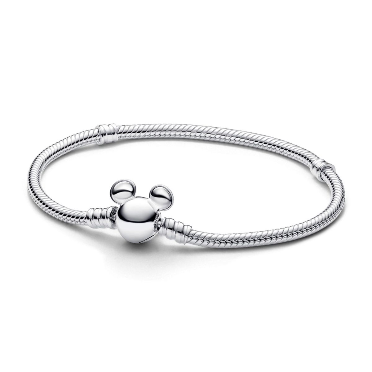 PANDORA - Brazalete Pandora Moments Cadena de Serpiente Cierre Mickey Mouse Disney Plata Esterlina
