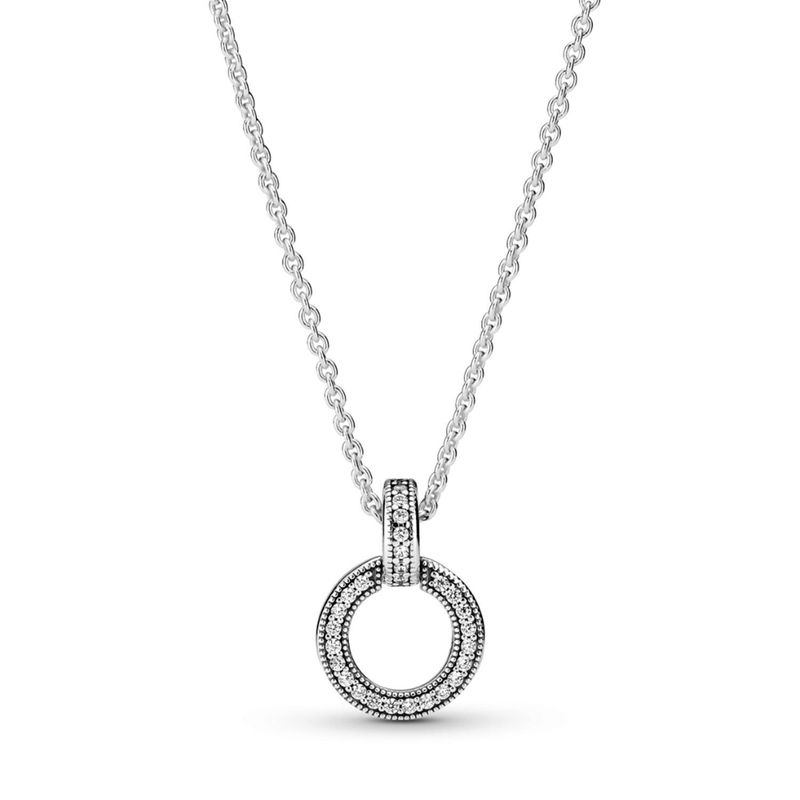 PANDORA - Collar Pandora Colgante Doble Círculo Plata Esterlina