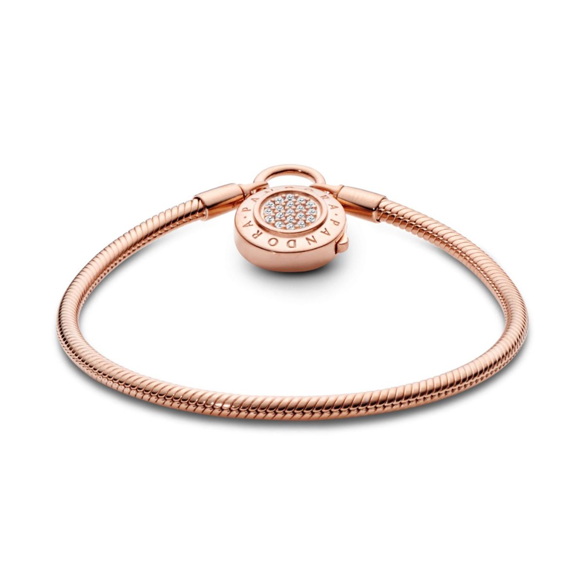 PANDORA - Brazalete Pandora Moments Candado Firma para charms Recubrimiento en Oro Rosa