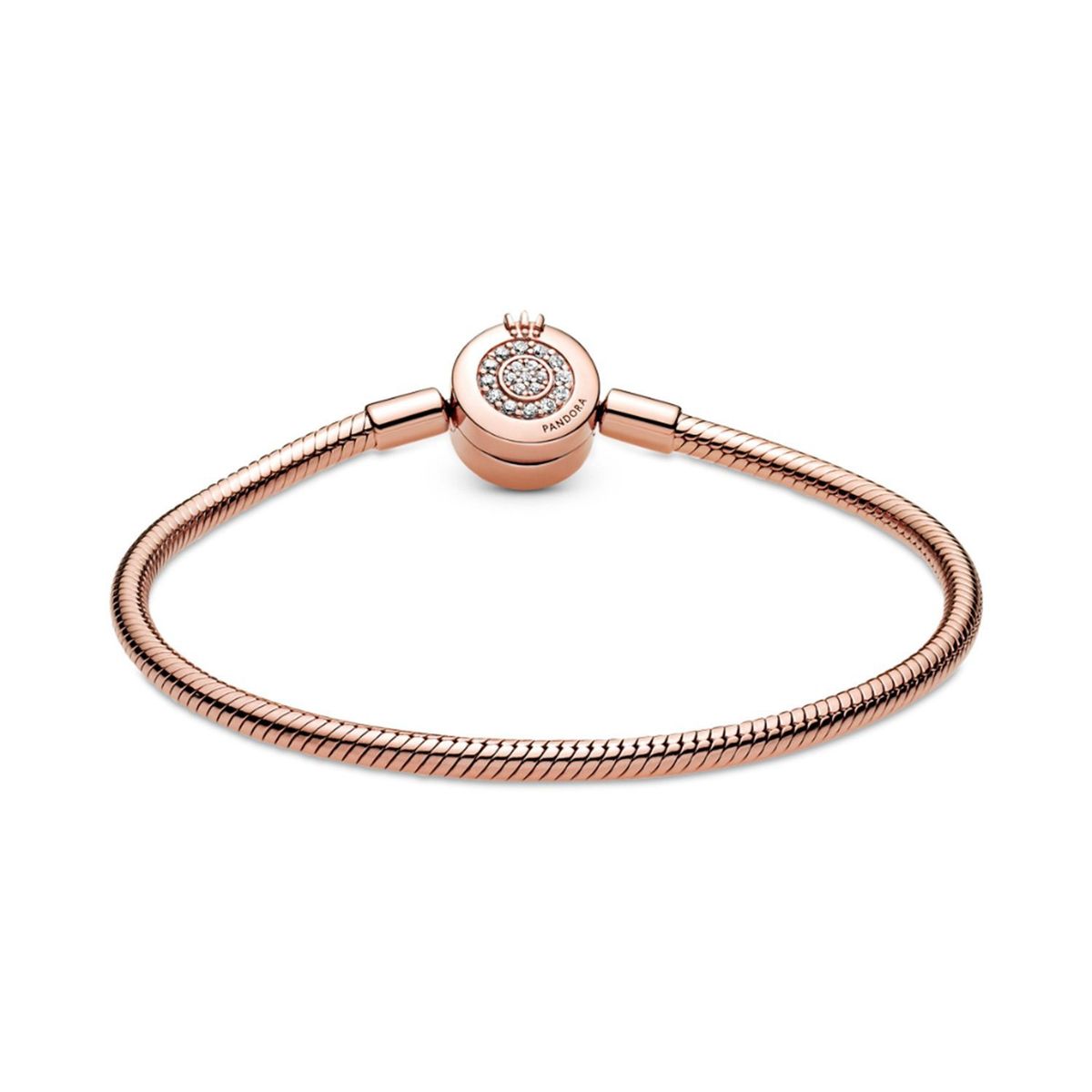 PANDORA - Brazalete de cadena de serpiente Corona O resplandecienteRecubrimiento en Oro Rosa 14k