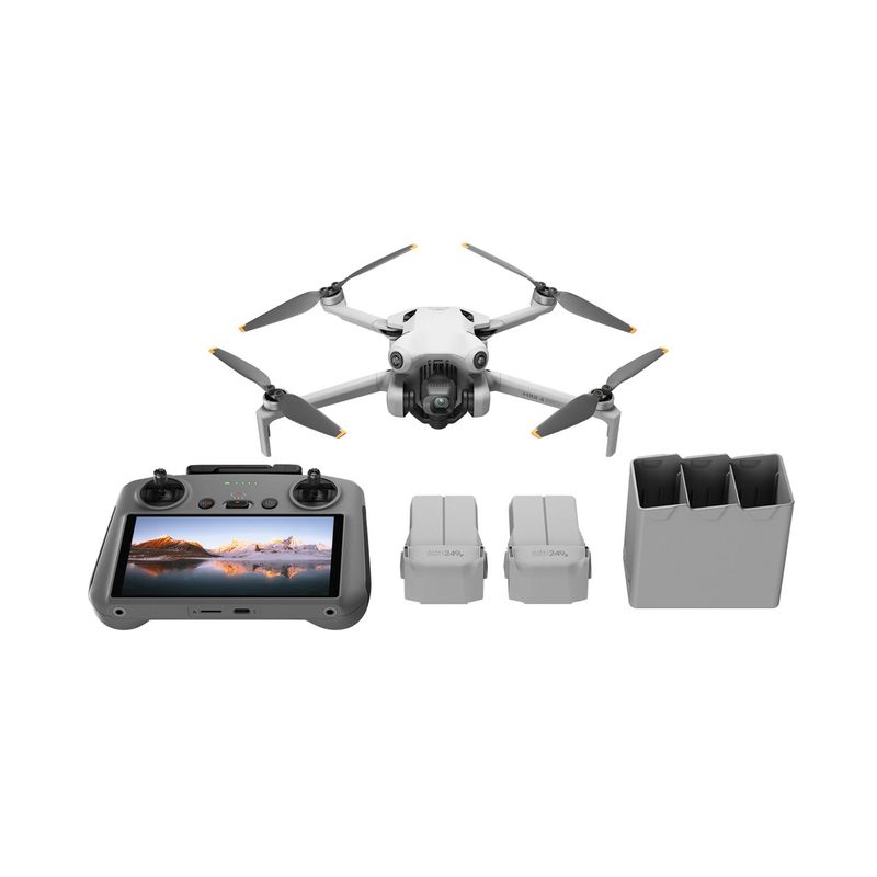 DJI - Combo Drone Dji Mini 4 Pro | + Control Remoto RC2, 3 Baterias Estandar, Hub de Carga y Más | Camara 48MP | Alcance 20 Kilometros | 34 Minutos de Bateria