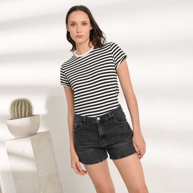 BASEMENT - Short Mujer Tiro medio de Algodón Basement