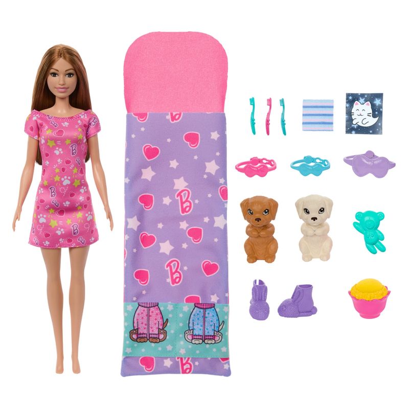 BARBIE - Muñeca Barbie: Fiesta de pijamas con perritos