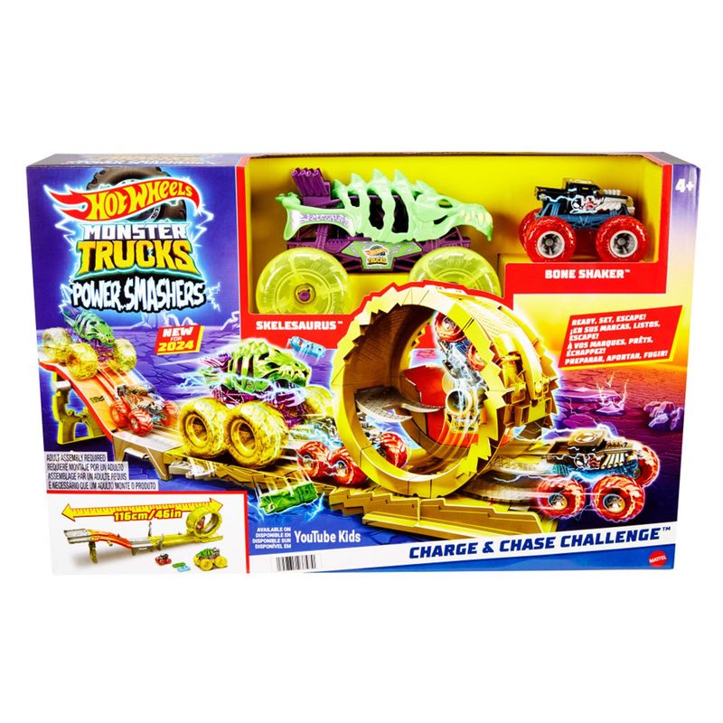 HOT WHEELS - Pista de carro Hot Wheels: Camión Monstruo Charge and Chase Challenge