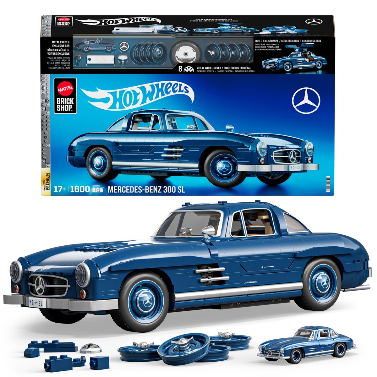 HOT WHEELS - Carro de Juguete Armable Hot Wheels: Brick Shop Mercedes-Benz 300 SL 