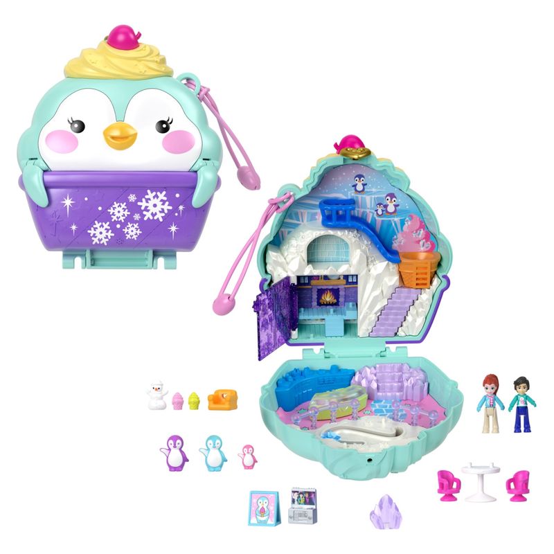 POLLY POCKET - Muñeca Polly Pocket  Set Estuche de Pingüino de Nieve - Mattel