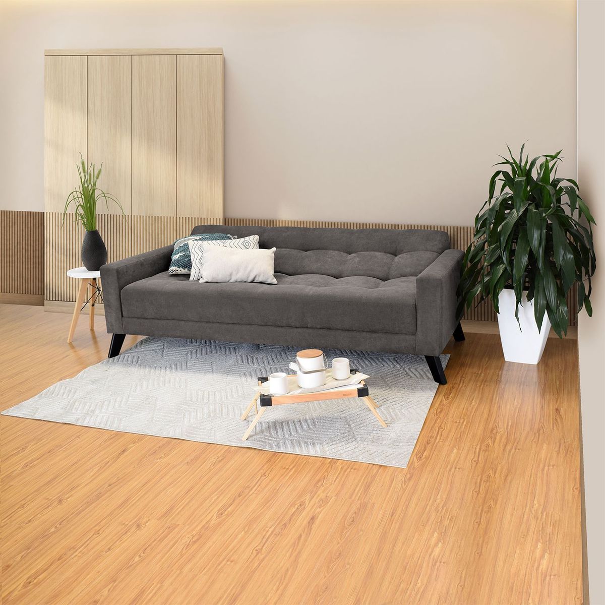 HOGAR VENECIA - Sofá Cama Moderno en Poliéster 3 Puestos Nerva 206 x 82 x 90 cm Mica
