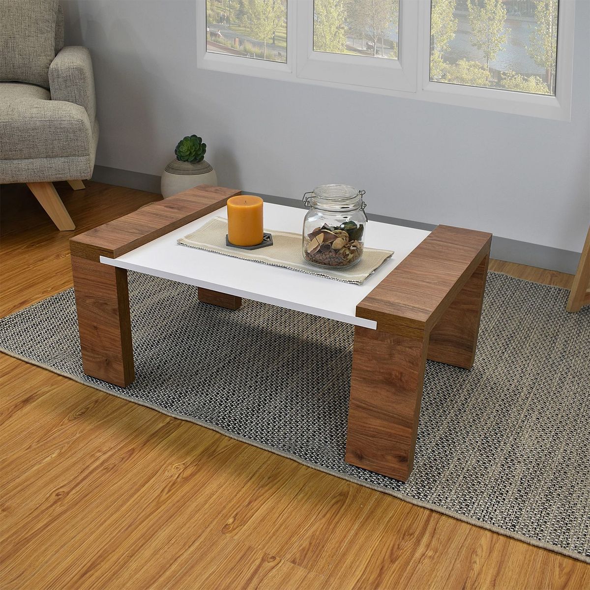 MICA - Mesa de Centro Moderna Forma Rectangular en Aglomerado MDP 33.5 x 76 x 50 cm Mica 