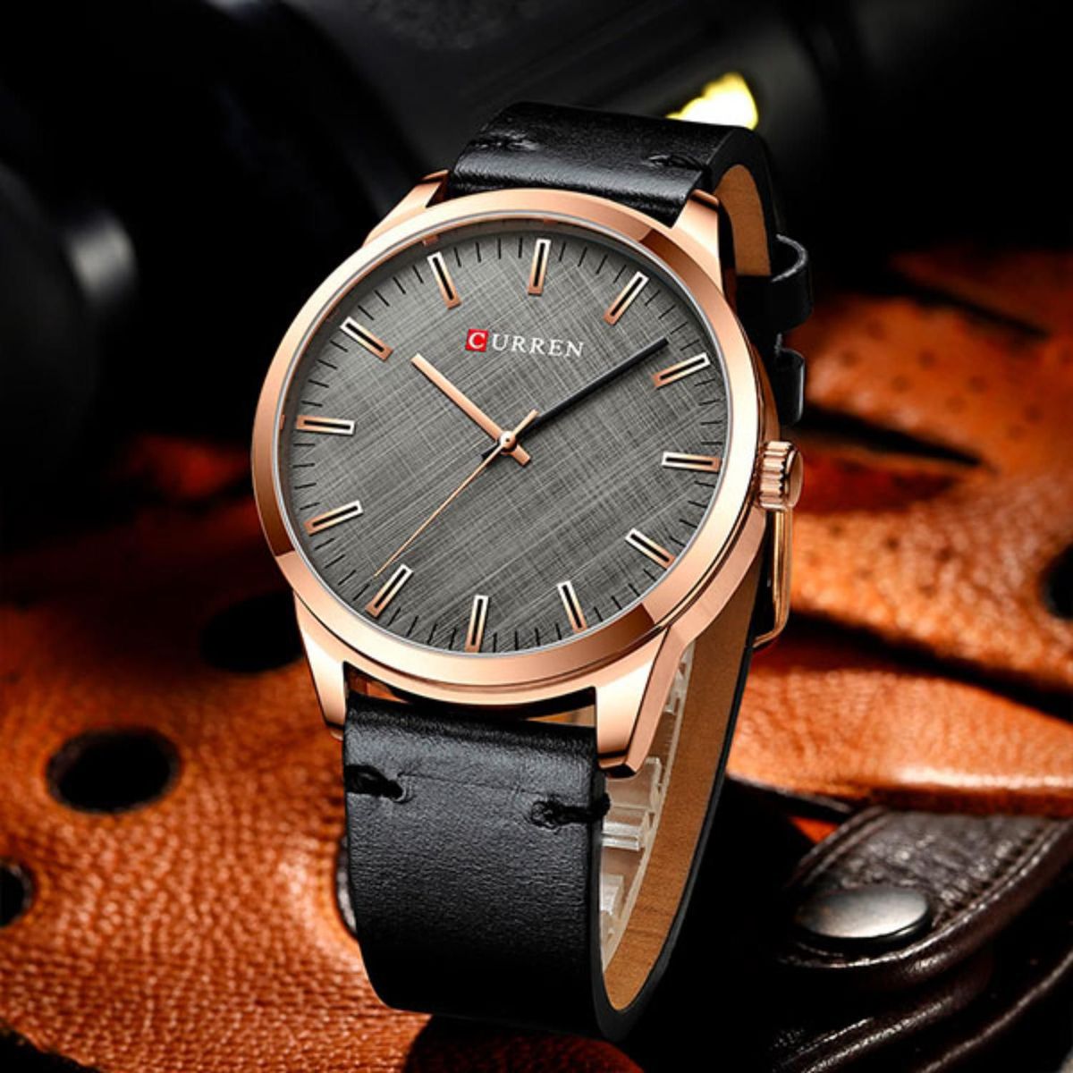 CURREN - Reloj Curren Para Hombre KREd162001  - Reloj Análogo Cuero Negro