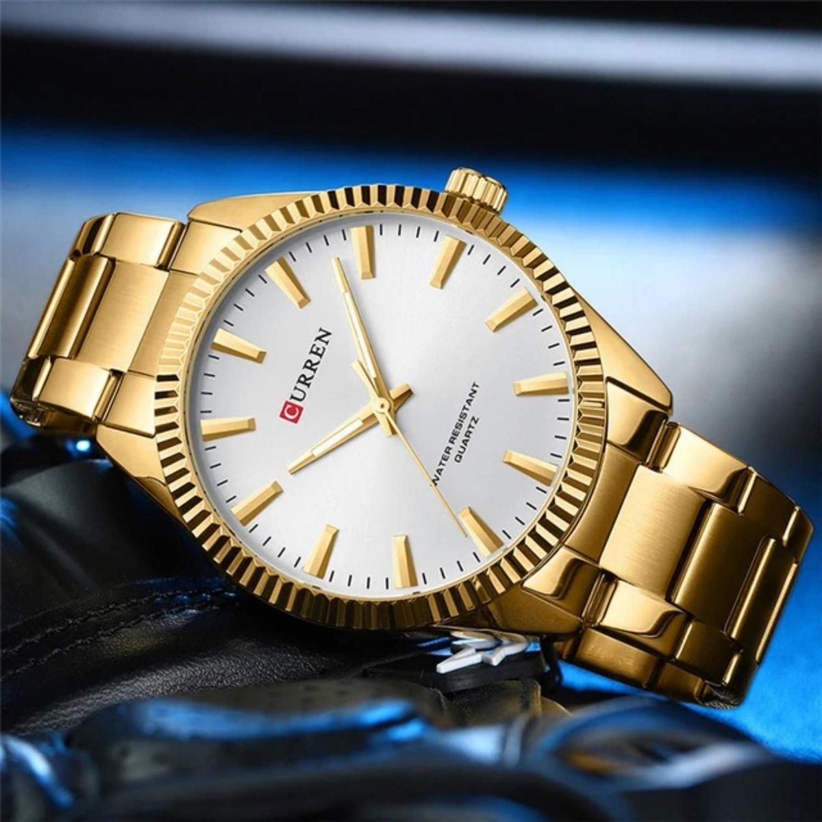 CURREN - Reloj Curren Para Hombre KRE842504  - Reloj Análogo Acero inoxidable Dorado