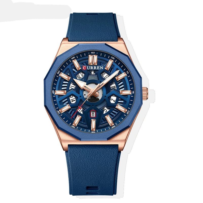 CURREN - Reloj Curren Para Hombre KREd8504  - Reloj Análogo Silicona Azul