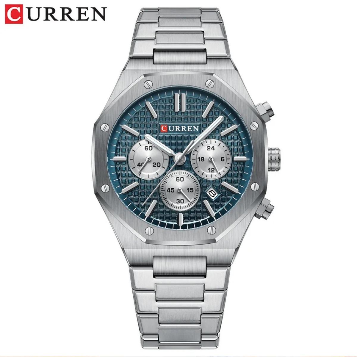 CURREN - Reloj Curren Para Hombre KREd8402  - Reloj Análogo Acero inoxidable Plateado