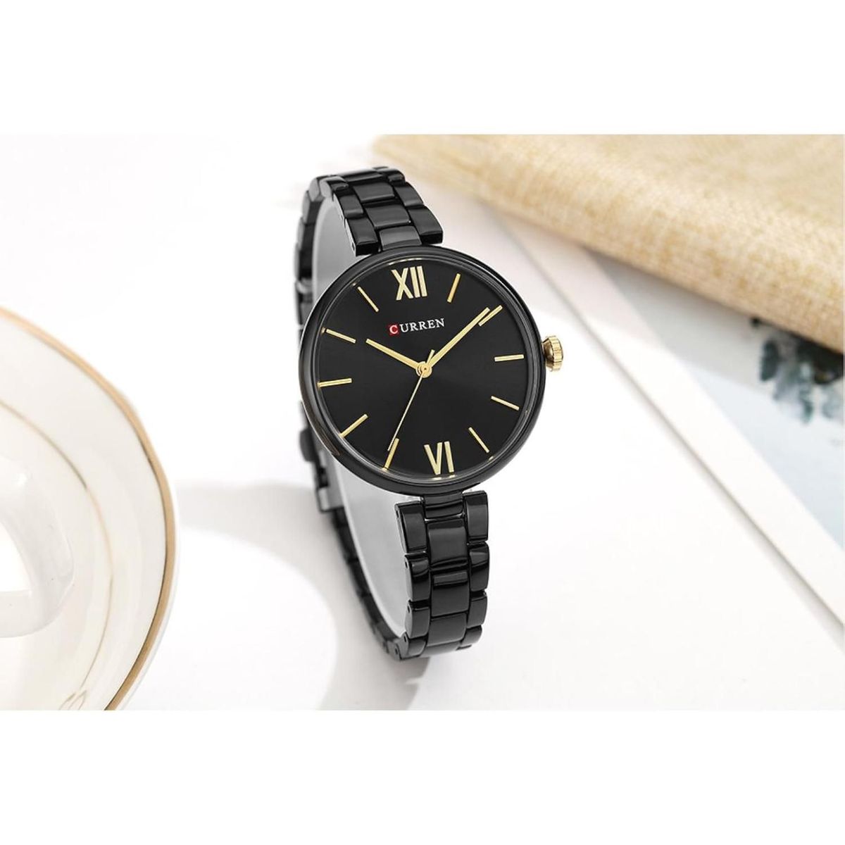 CURREN - Reloj Curren Para Mujer KREb7101  - Reloj Análogo Acero inoxidable Negro