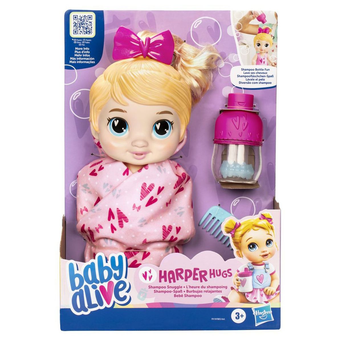 BABY ALIVE - Muñeca Baby Alive Burbujas relajantes Harper Hugs cabello Rubio