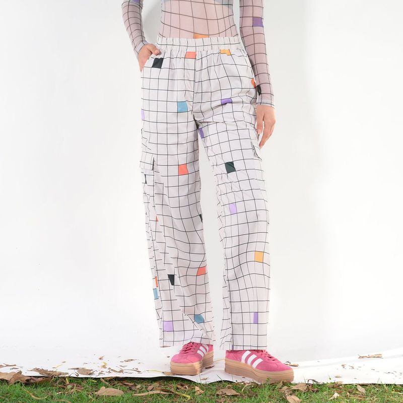 PLUVO RAIN X FALABELLA - Pantalón Cargo para Mujer Tiro alto Cuadros PLUVO X FALABELLA