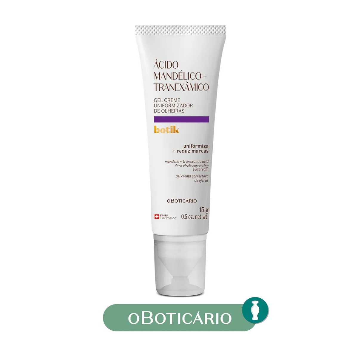 BOTIK - Tratamiento de manchas Día y noche Gel Crema Uniformizador De Ojeras Ácido Mandélico + Tranexámico Botik O Boticario para Todo tipo de piel 15 gr