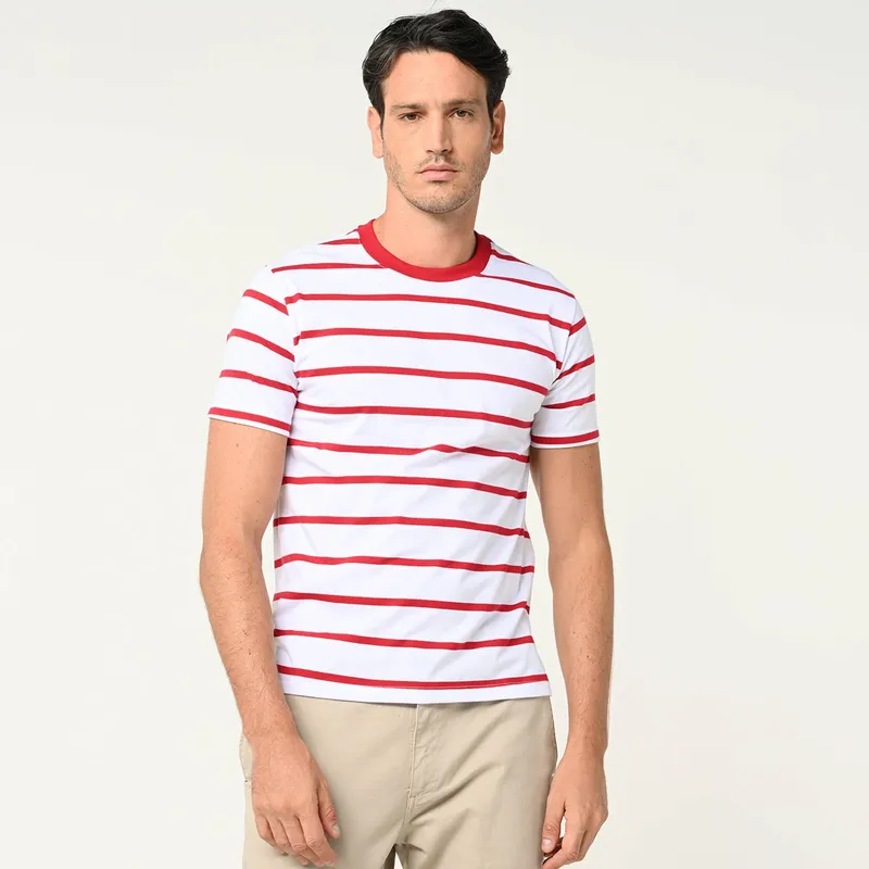 UNIVERSITY CLUB - Camiseta Hombre Manga corta de Rayas de Algodón University Club