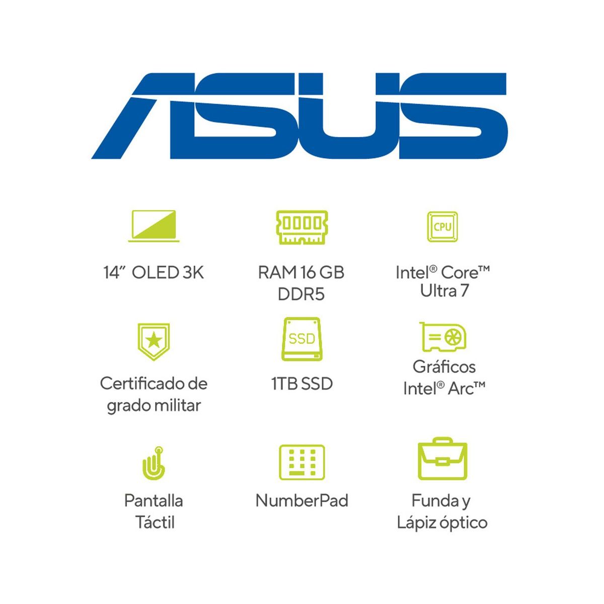ASUS - Portátil ASUS Zenbook 14 OLED | Intel Core Ultra 7 | 16GB de RAM | 1TB SSD de almacenamiento | Windows 11 | 14 pulgadas | UX3405MA-PZ420W | Computador portátil