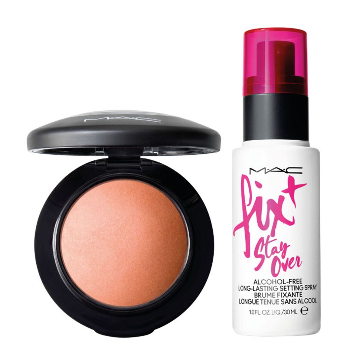MAC COSMETICS - Set MAC Mineralize Blush Love Joy + Fix+ Stay Over viajero 30ml incluye 2 productos