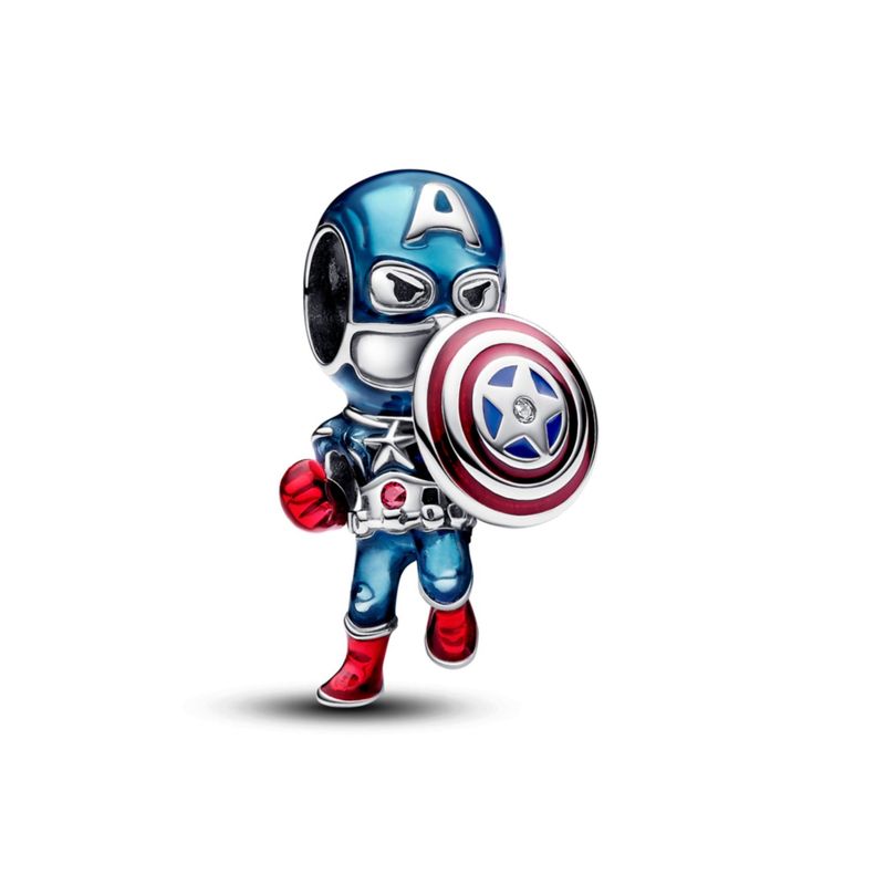 PANDORA - Charm Pandora Capitán América de Los Vengadores de Marvel Plata Esterlina