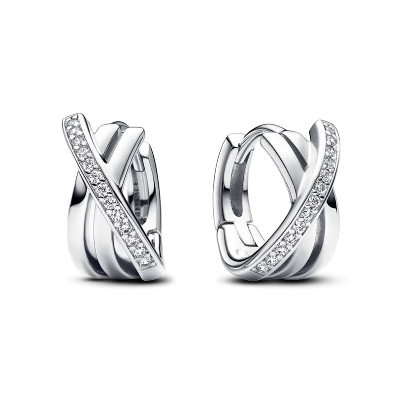 PANDORA - Aretes Pandora aro Pavé Cruzado Plata Esterlina