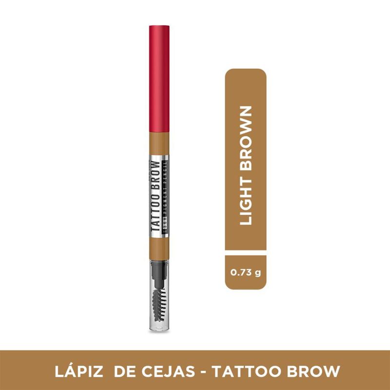 MAYBELLINE - Maquillaje para cejas TATTOO BROW 36H PENCIL LT BR AS Maybelline 0.25 g