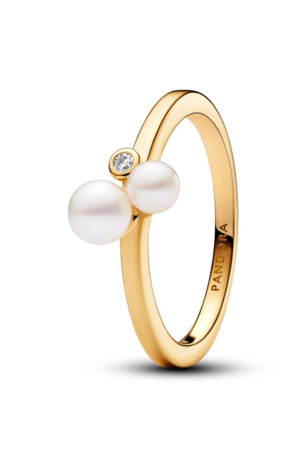 PANDORA - Anillo Pandora Duo de Perlas y Gema Recubrimiento en Oro 