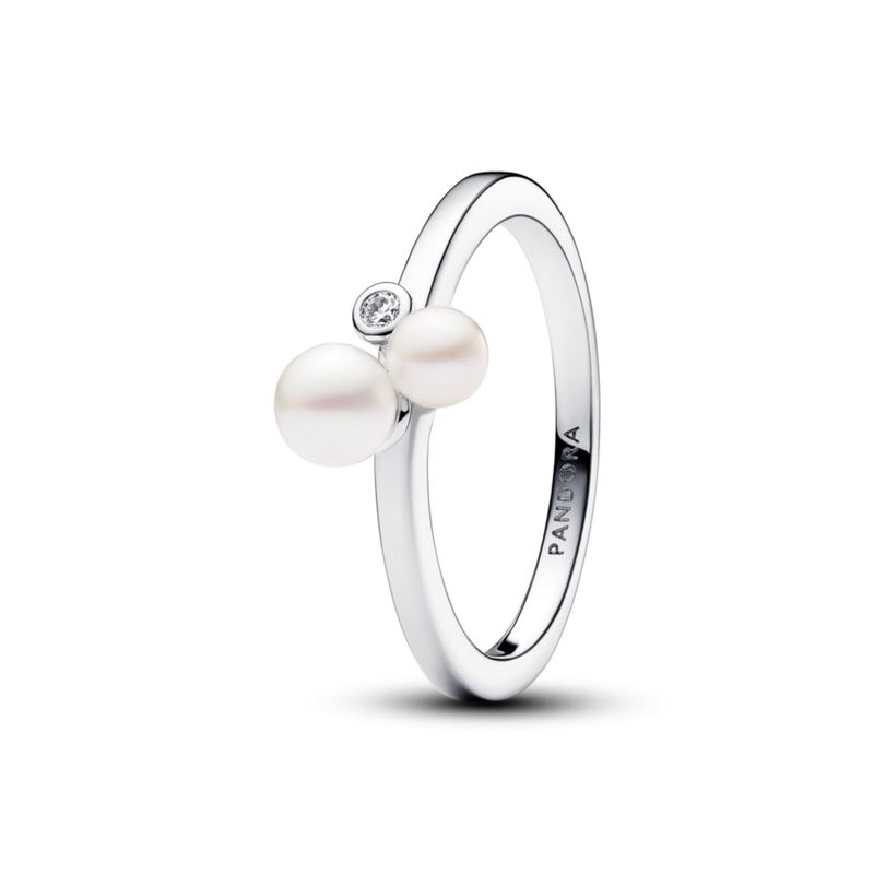 PANDORA - Anillo Pandora Duo de Perlas y Gema Plata Esterlina 