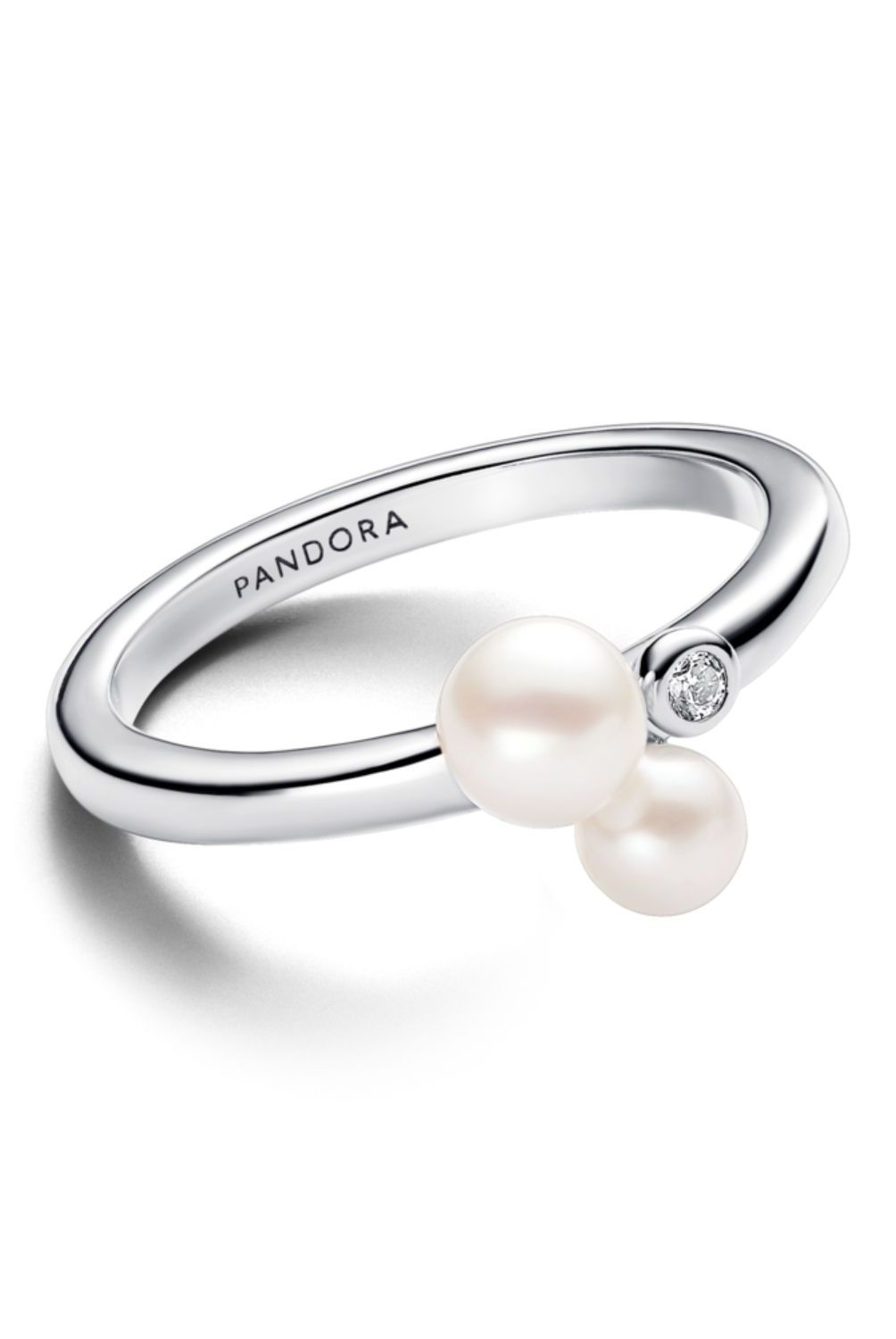 PANDORA - Anillo Pandora Duo de Perlas y Gema Plata Esterlina 