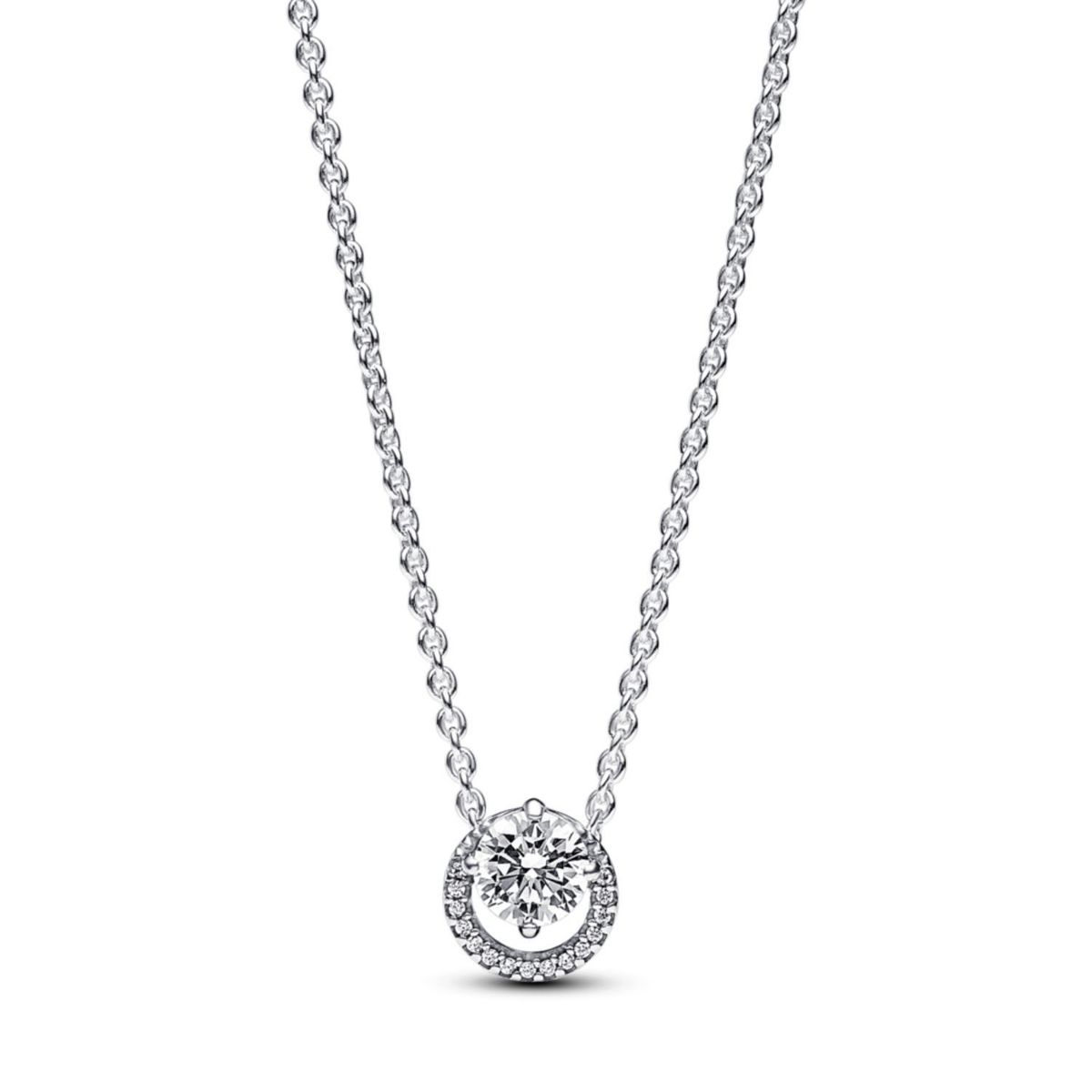 PANDORA - Collar Pandora Halo Redondo Brillante Plata Esterlina