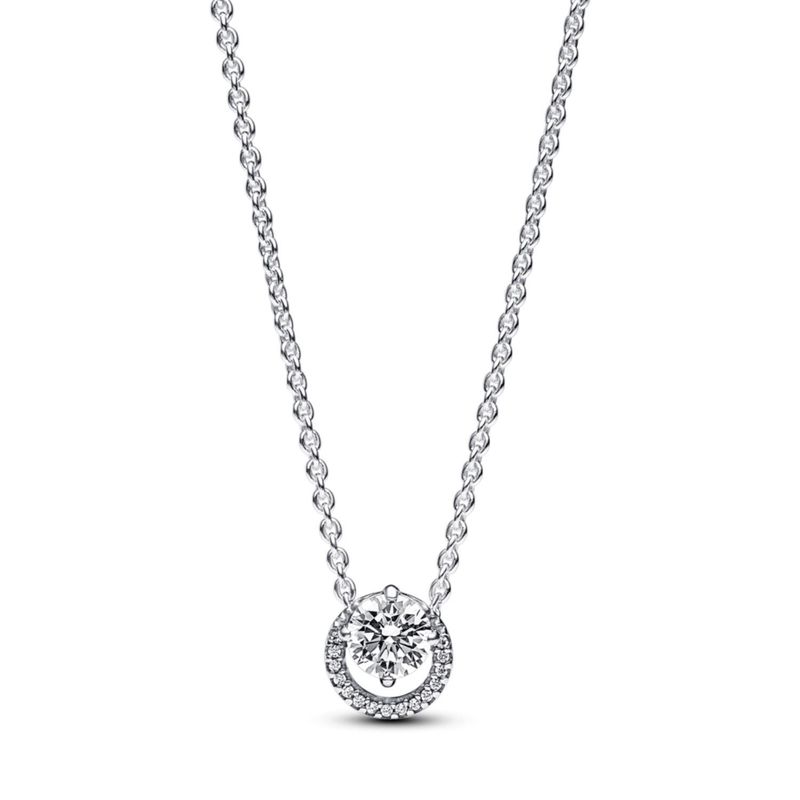 PANDORA - Collar Pandora Halo Redondo Brillante Plata Esterlina