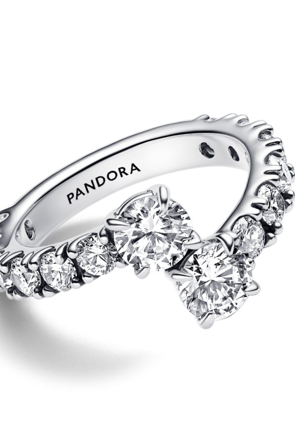 PANDORA - Anillo Pandora Banda Brillante Superpuesta Plata Esterlina 