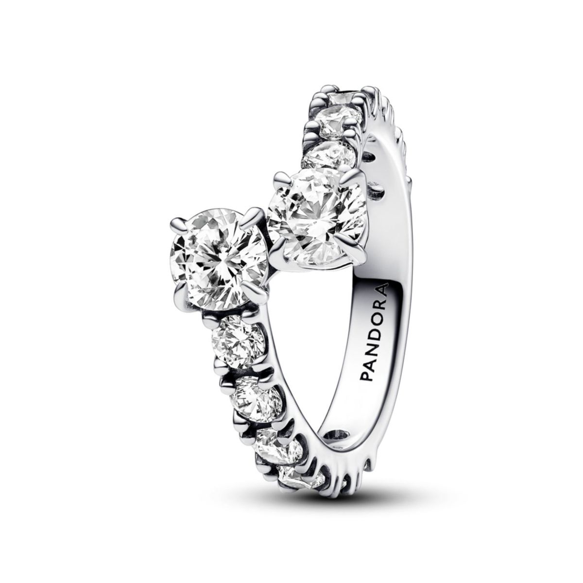 PANDORA - Anillo Pandora Banda Brillante Superpuesta Plata Esterlina 