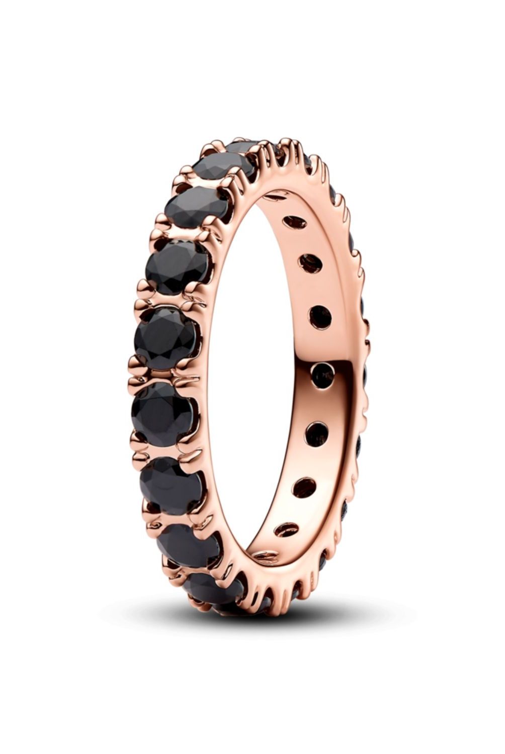 PANDORA - Anillo Pandora Fila Negra Brillante Eternidad Recubrimiento en Oro Rosa 