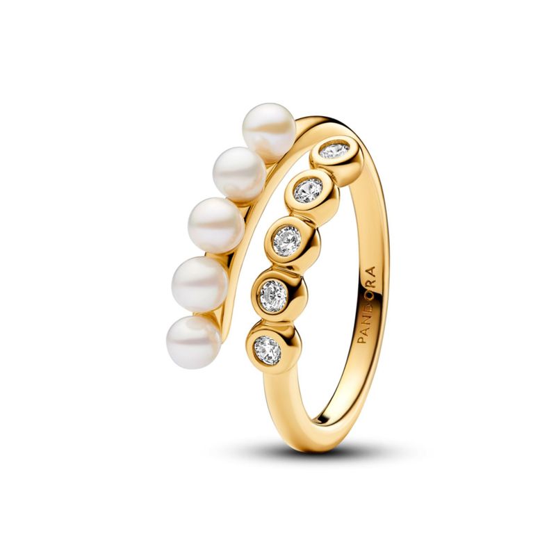 PANDORA - Anillo Pandora Perlas y Gemas Recubrimiento en Oro 