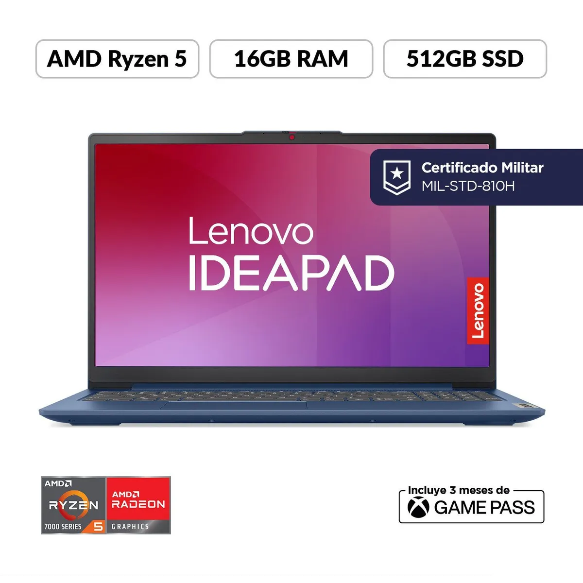 LENOVO - Portátil Lenovo Ideapad Slim 3 | AMD Ryzen 5 | 16GB de RAM | 512GB SSD de Almacenamiento | Windows 11 | Pantalla 15.6 pulgadas | IP Slim 3 | Computador Portátil