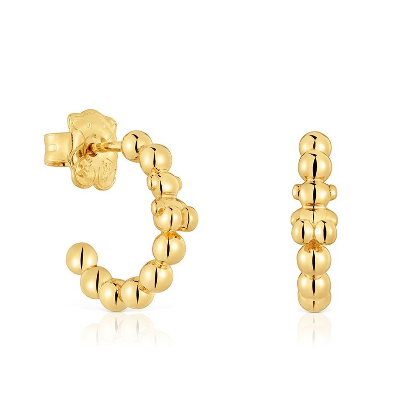 TOUS - Pendientes de aro con baño de oro de 18 kt sobre plata y motivo oso Gloss