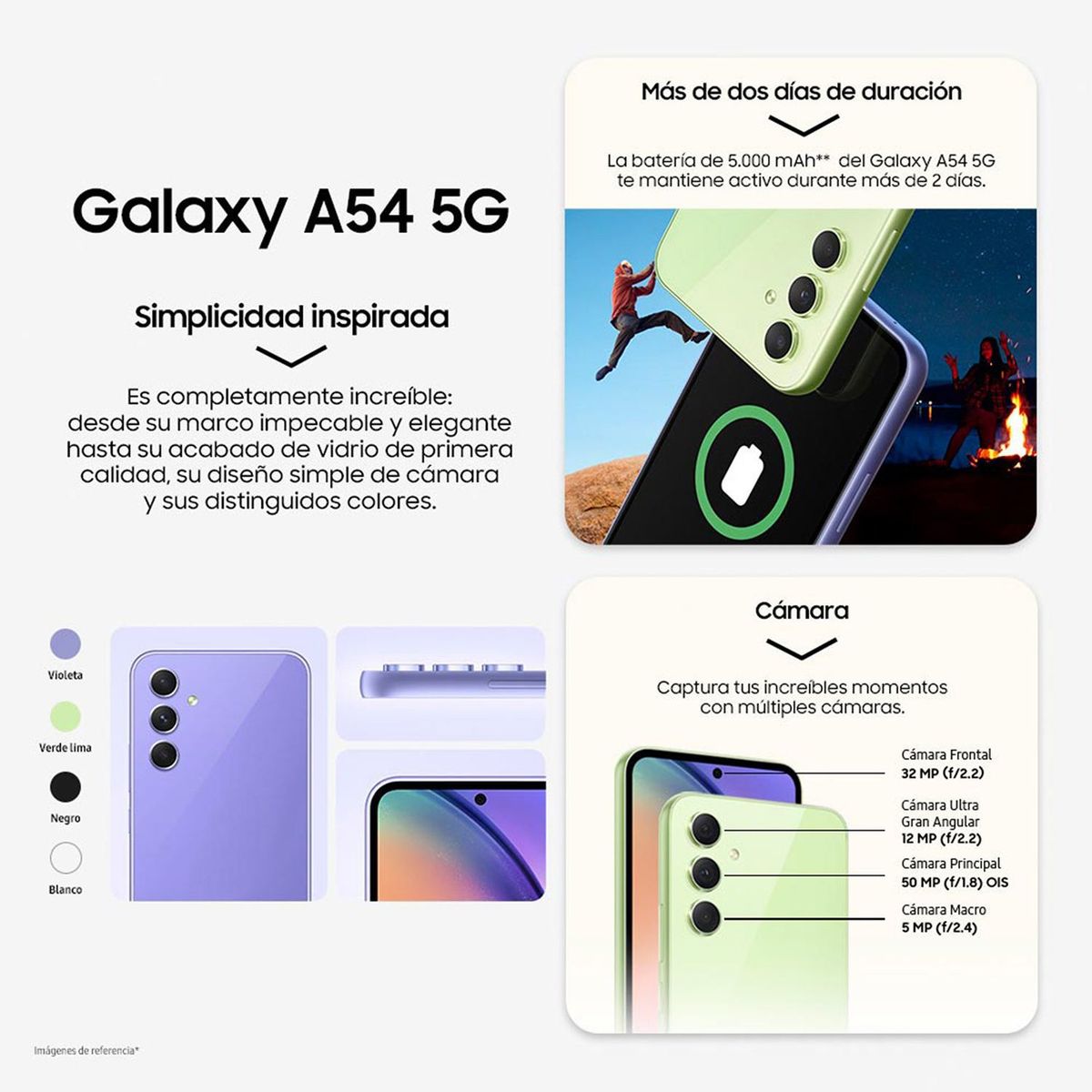 SAMSUNG - Celular Samsung Galaxy A54 5G 128GB | Incluye Adaptador de Carga 25W | 6GB RAM | Cámara Posterior 50MP | Cámara Frontal 32MP | 6.4 Pulgadas + Exynos 1380