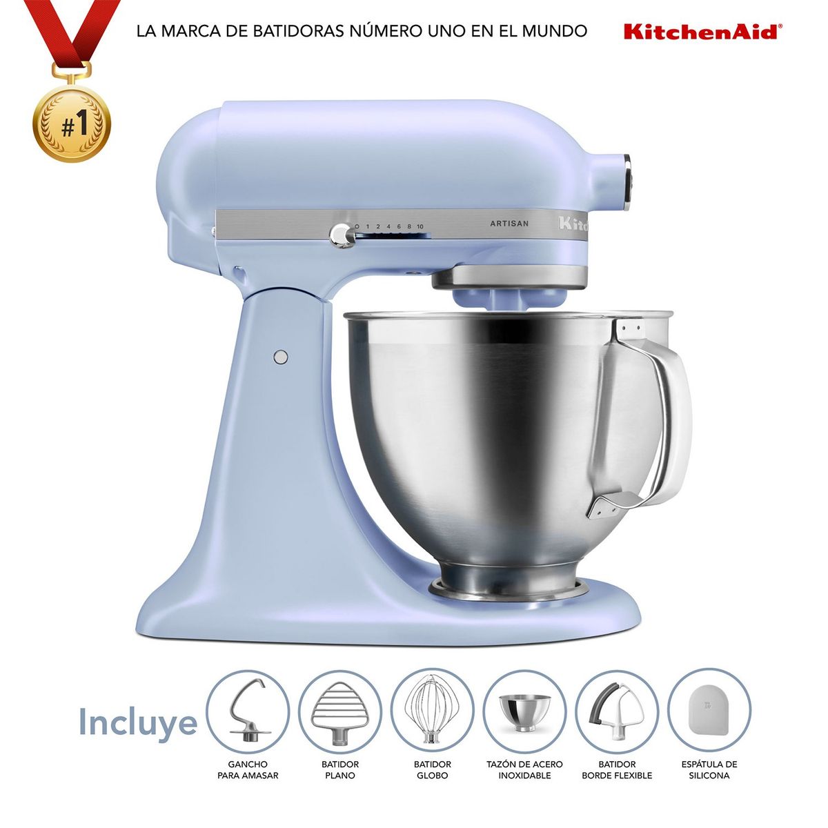 KITCHENAID - Batidora de pedestal KitchenAid Artisan Plus Blue Salt 10 velocidades 325W
