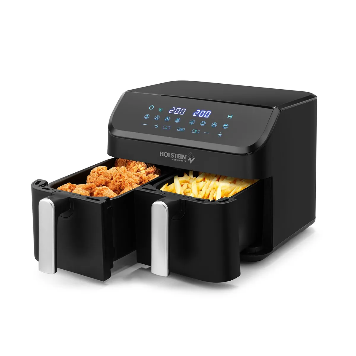 HOLSTEIN - Freidora de Aire Sin aceite Holstein 9 lt Doble Canasta Air Fryer