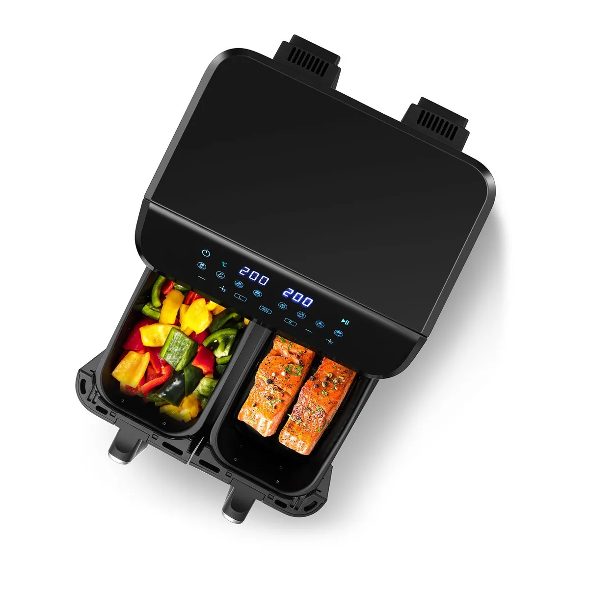 HOLSTEIN - Freidora de Aire Sin aceite Holstein 9 lt Doble Canasta Air Fryer