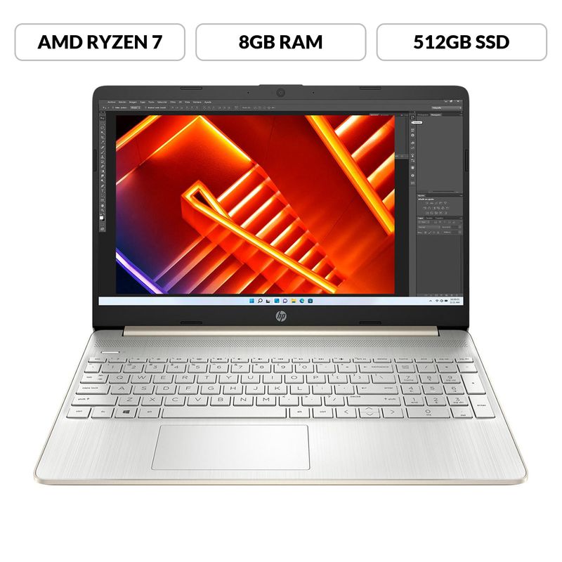 HP - Portátil HP | AMD Ryzen 7 | 8GB RAM | 512GB SSD Almacenamiento |Windows 11 | 15.6 pulgadas | 15-ef2505la | Computador portátil