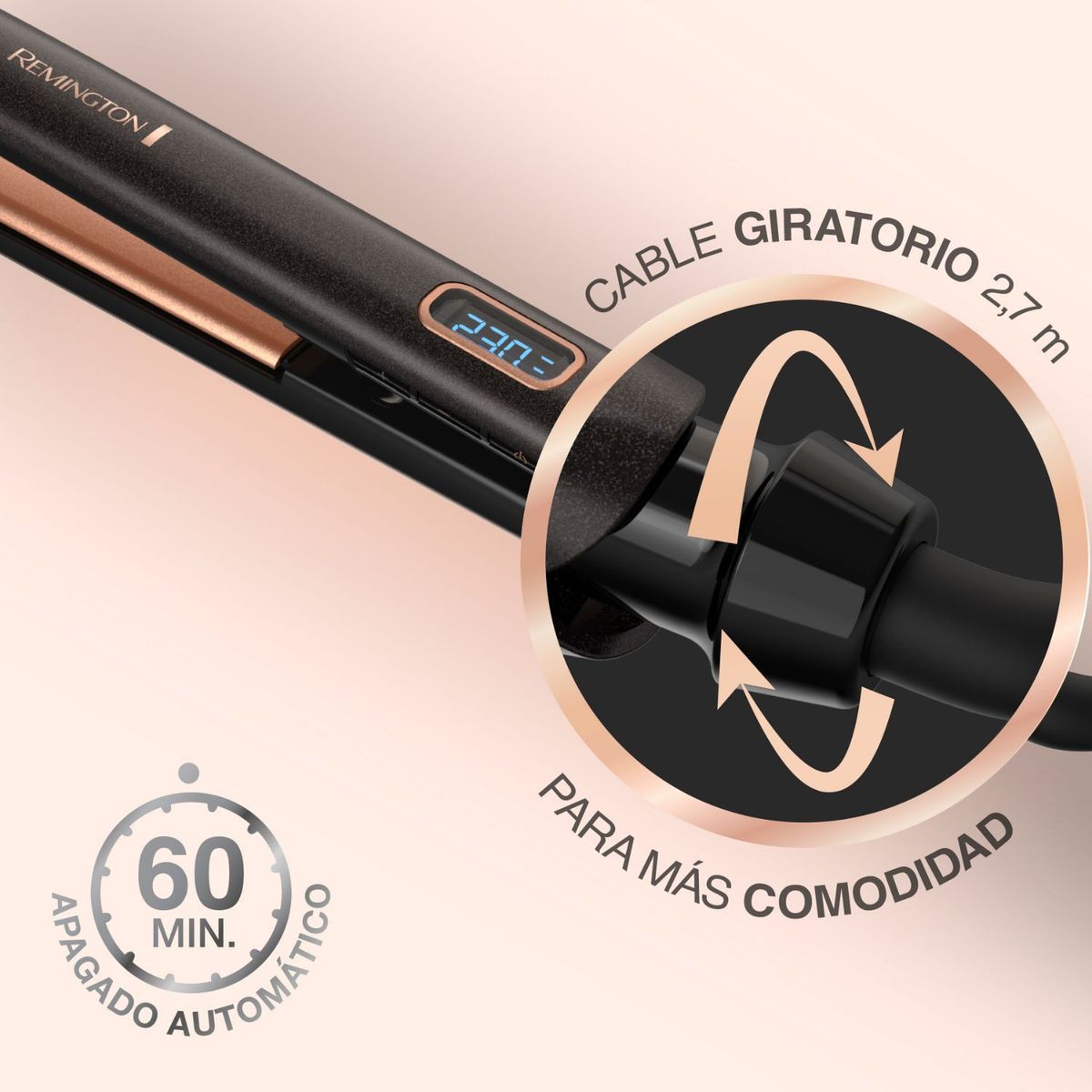 REMINGTON - Plancha de pelo Remington Almond Radiance S17A Cerámica Generador de iones