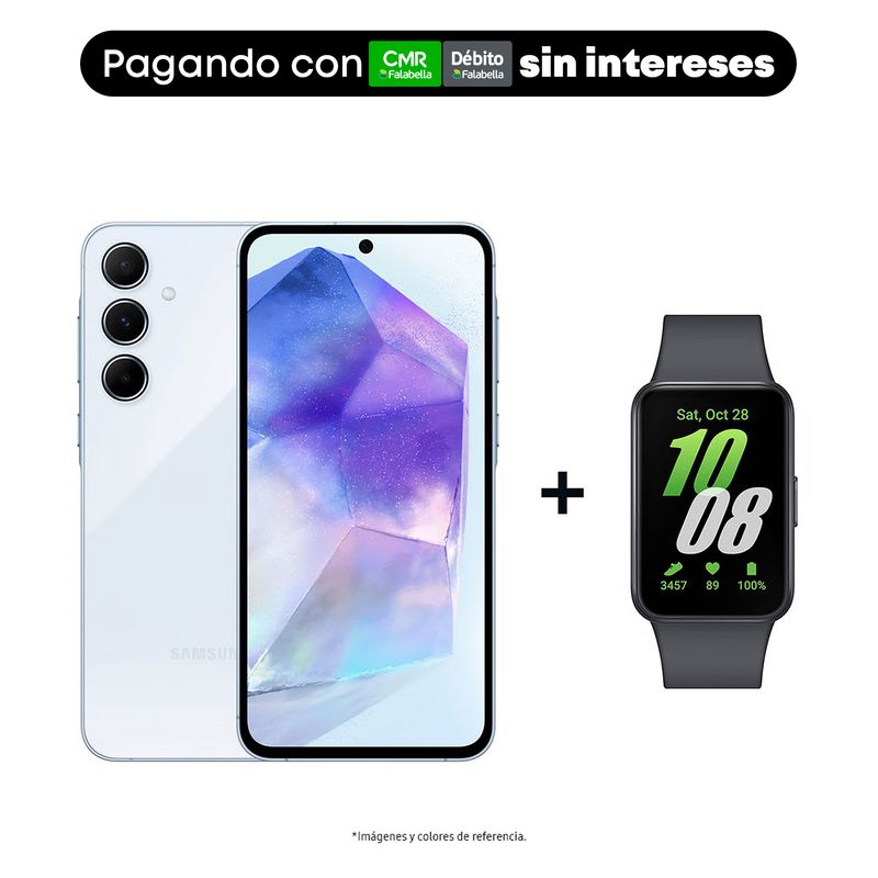 SAMSUNG - Celular Samsung A55 5G 256GB | Incluye Reloj Inteligente Fit 3 |8GB RAM | Cámara Posterior 50 MP| Cámara Frontal 32MP | Pantalla 6.6 Pulgadas + Exynos 1480